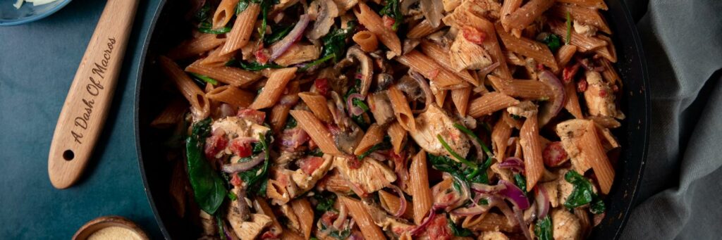 Tuscan Chicken with Lentil Pasta